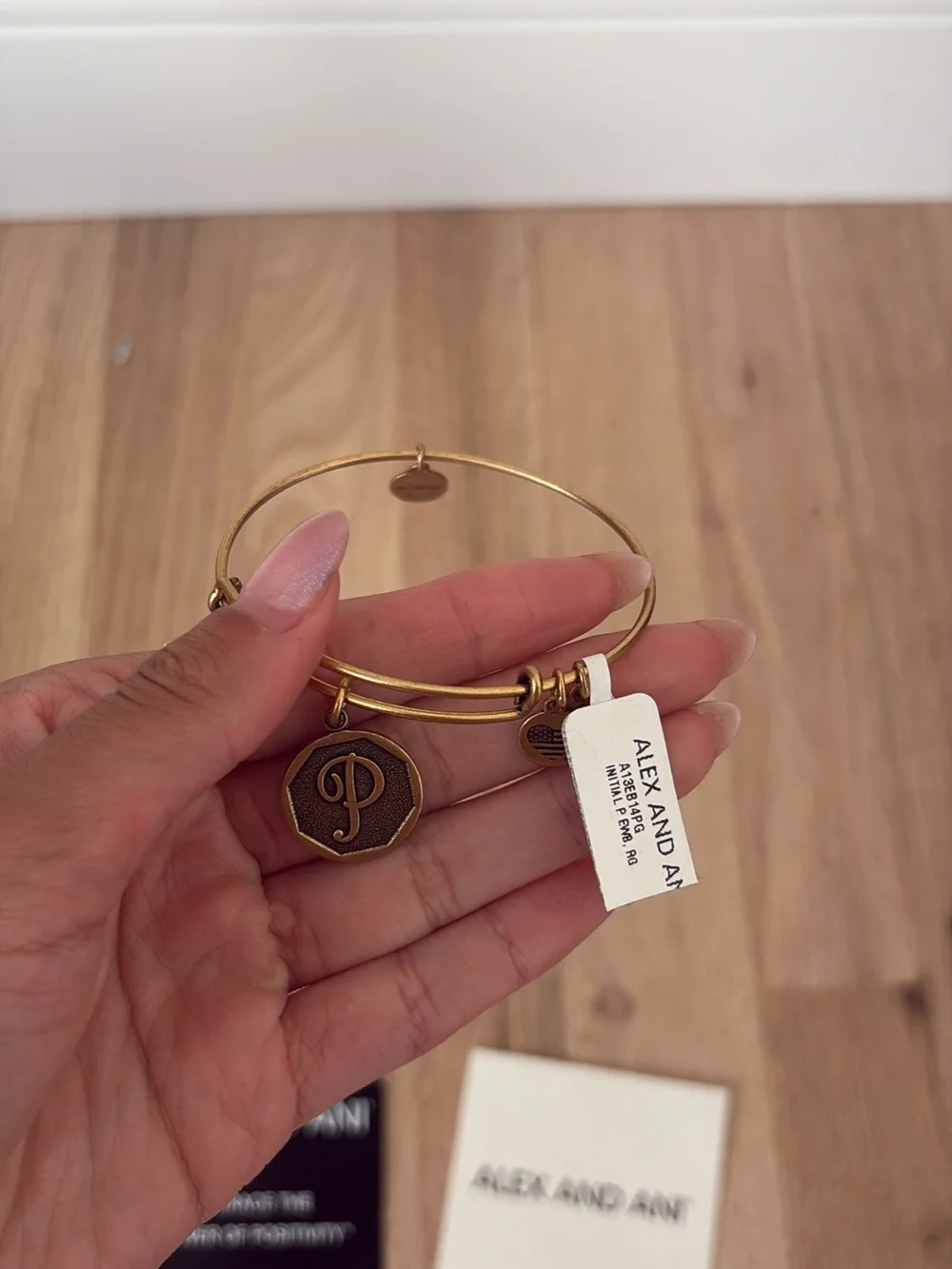 Alex and Ani Gold Tone Expandable Charm Bangle Bracelet
